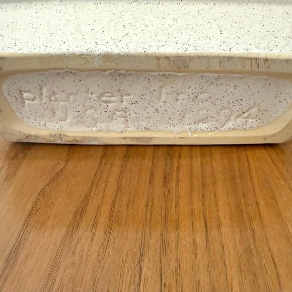 Planter Inc USA 1994 Rectangle Brass Stand 9 x 4 x 3.5 Speckled Pottery Vintage - Picture 15 of 16